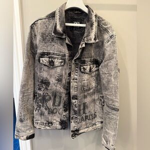 ZARA grey washed jean jacket size XL